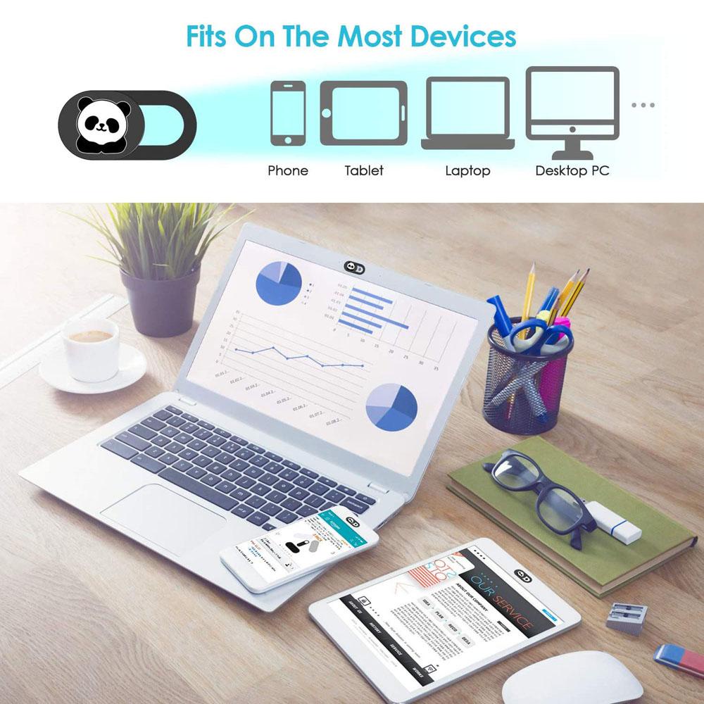 Vỏ Bọc Webcam Điện Thoại Siêu Mỏng Hình Gấu Trúc Màu Đen