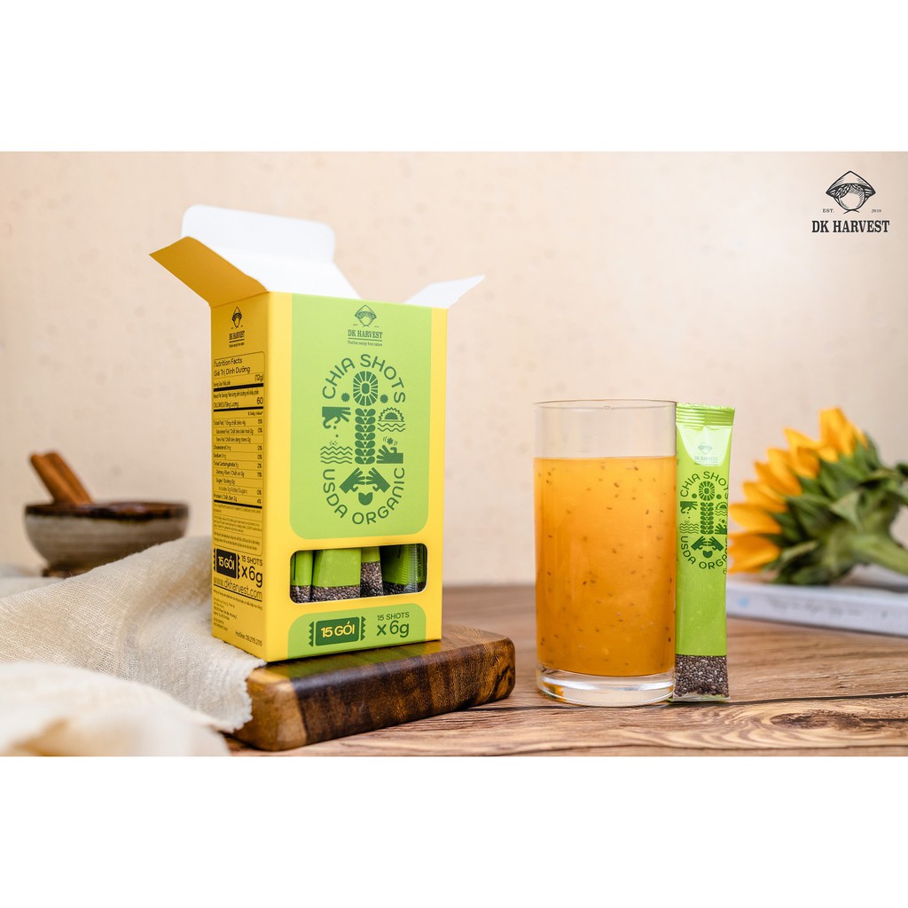 Hạt chia shot Organic DK Harvest nhập khẩu (1 hộp 15 shot) 15x6g | BigBuy360 - bigbuy360.vn