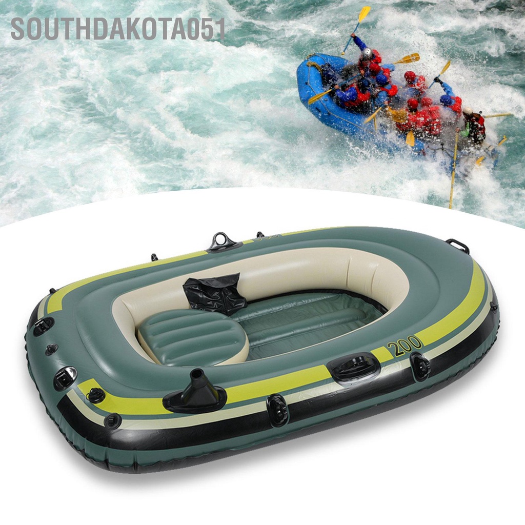 [Hàng Sẵn] Thuyền hơi thuyền phao xuồng bơm hơi PVC màu xanh lá cây 2 người với dây kéo cho Câu cá Trôi lặn【Southdakota051】