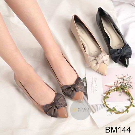 Giầy bệt da bóng nơ voan BM144 | BigBuy360 - bigbuy360.vn