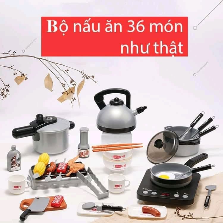 BỘ NẤU ĂN 36 CHI TIẾT CÓ ĐÈN VÀ NHẠC NHƯ THẬT - BỘ ĐỒ CHƠI PHÁT TRIỂN TRÍ THÔNG MINH CHO BÉ TRAI VÀ BÉ GÁI