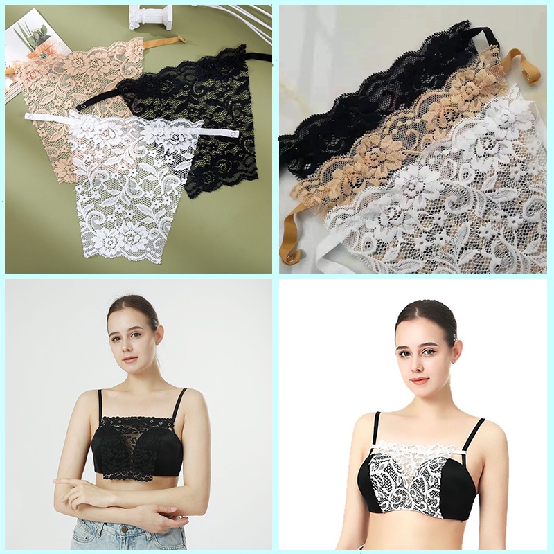 Combo 2 tấm yếm che áo ngực lót ren có quai cài cúc trắng ,đen ,da cho chị em phối đồ đa năng nhỏ gọn