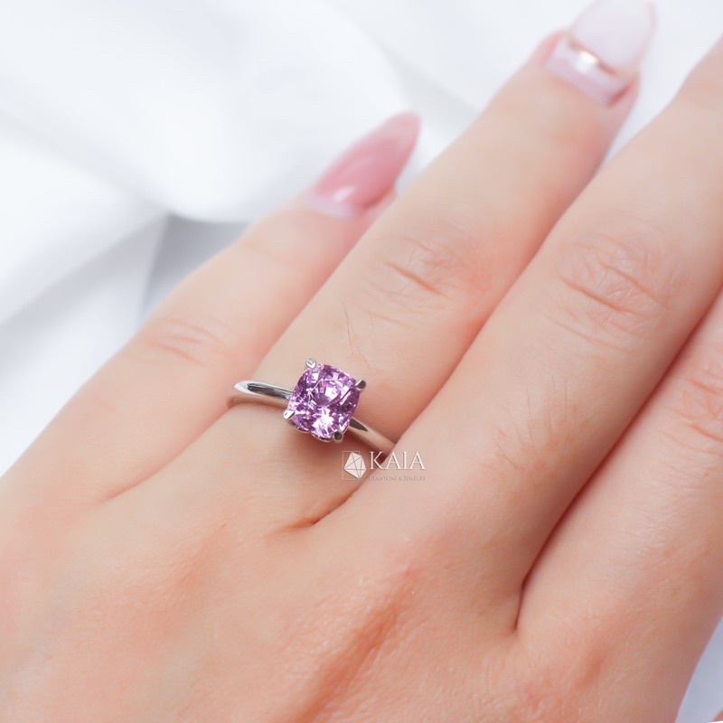 Nhẫn Spinel Tím Lavender cao cấp đá thiên nhiên  AU 10k - Phụ Kiện thời trang tặng kèm phiếu kiểm đinh - KAIA