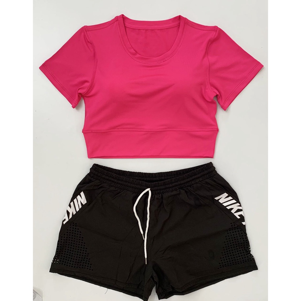 Bộ Tập Thể Thao Nữ - Áo Croptop - Quần Short 2 Lớp Phù Hợp Chạy Bộ, Tennis, Cầu Lông, Gym Màu Sắc Trẻ Trung Năng Động -