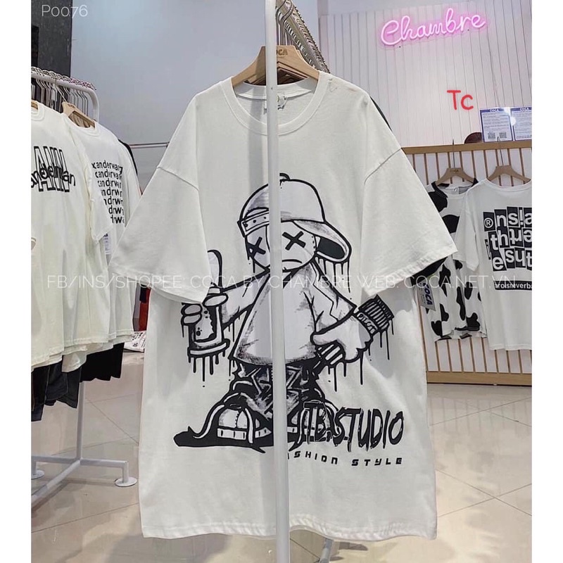 [Rẻ vô địch] Áo cotton tay lỡ dáng rộng unisex freesize dành cho nữ _ Cậu bé đội mũ | BigBuy360 - bigbuy360.vn