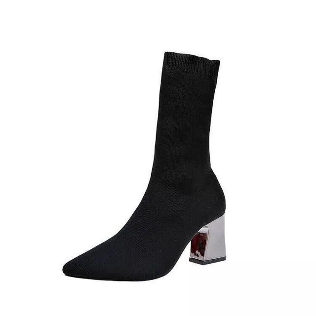 Bốt len gót tráng gương cao cổ gót nghiêng siêu hot ( có sẵn) | BigBuy360 - bigbuy360.vn