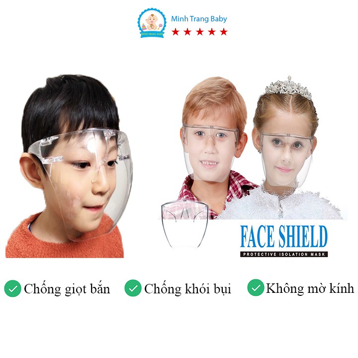 Kính chắn giọt bắn trẻ em che hết mặt FACE SHIELD  phòng dịch chống bụi