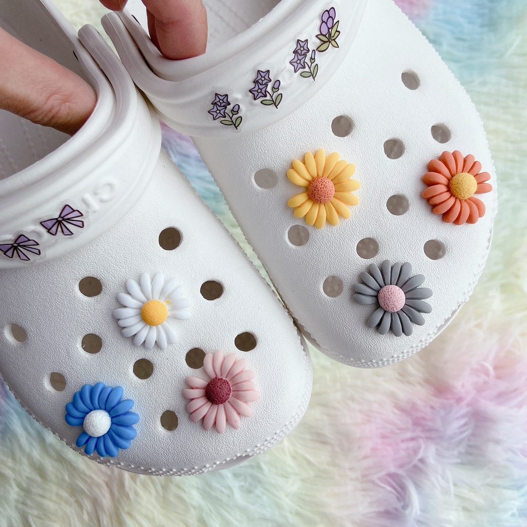 sticker dép crocsSet 6 Phụ Kiện Nút Giày Diy Chuyên Dụng#Daisy Nhỏ