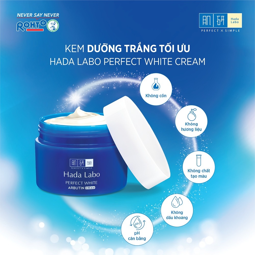 Kem Dưỡng Trắng Da Tối Ưu HADA LABO Perfect White Cream Xanh 50g