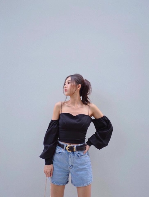 Croptop 2S rớt vai tay phồng siêu hot ❤️