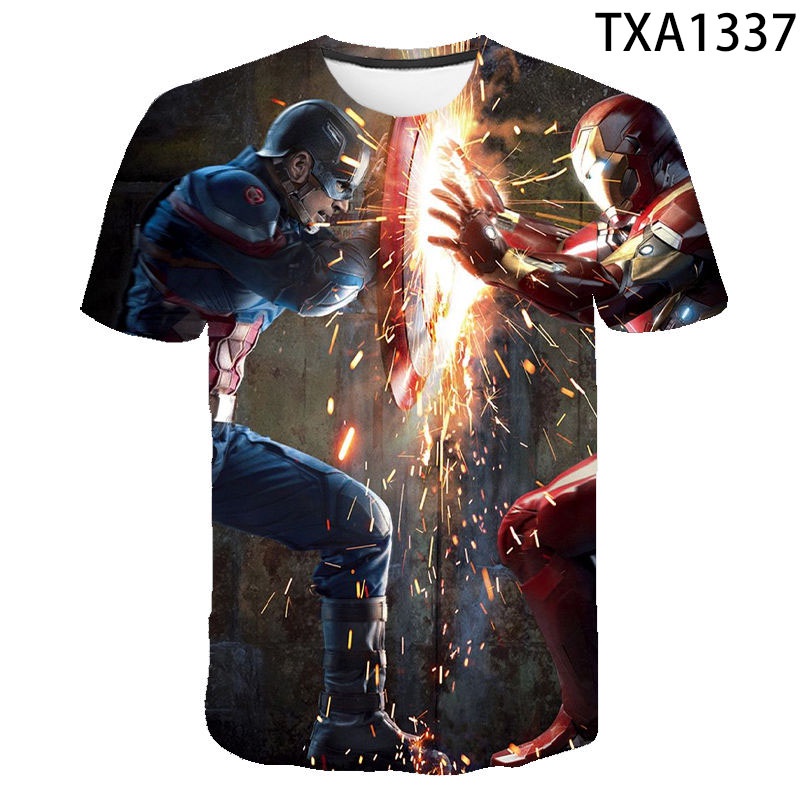 Áo Thun Ngắn Tay In Hình Captain America 3D Thời Trang Mùa Hè 2022 Cho Nữ