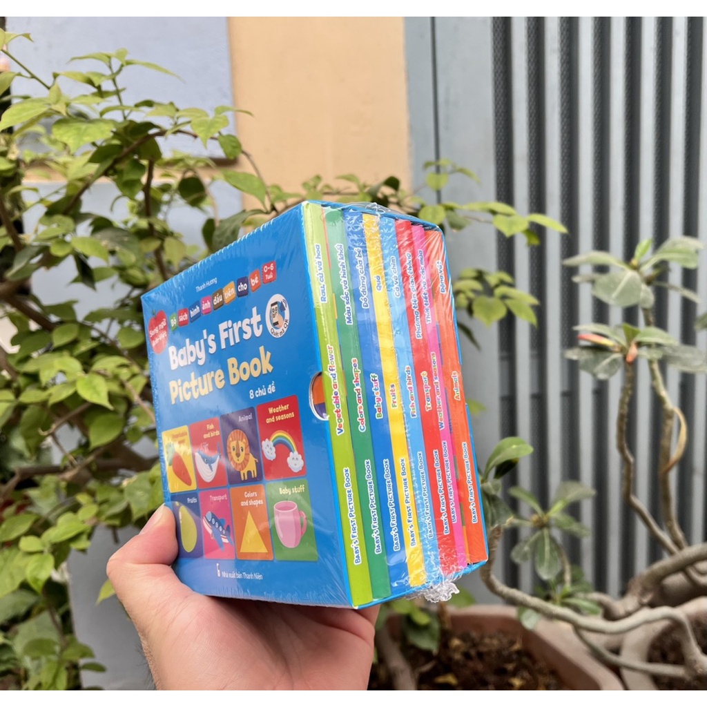 Sách bìa cứng Thư viện hình ảnh đầu tiên Baby's First Picture Book 8 CUỐN bìa xanh