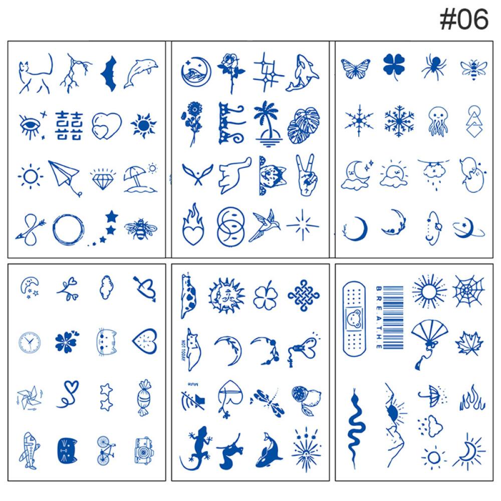 Bộ 6 Hình Xăm Dán Trang Trí Nghệ Thuật Chống Thấm Nước Lâu Trôi Dễ Thương A8G7