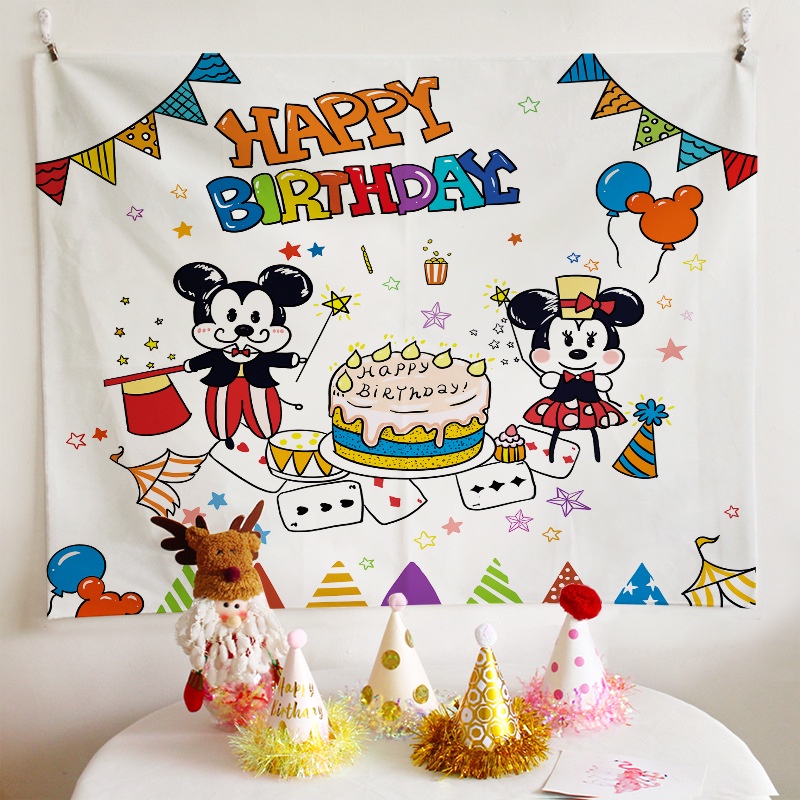 Tấm Vải Treo Tường Trang Trí In Chữ Happy Birthday Độc Đáo
