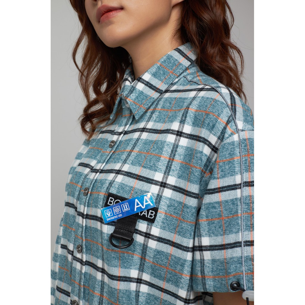 Áo Sơ Mi BOO Ngắn Tay Nam Nữ Unisex Dáng Rộng Kẻ Caro Phối 2 Màu Độc Lạ Cá Tính