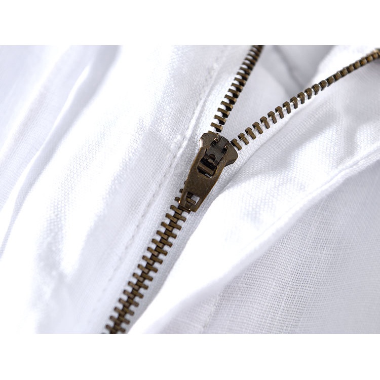 Quần Dài Vải Lanh Cotton Dáng Suông Rộng Co Giãn Màu Trơn Thời Trang Cho Nam