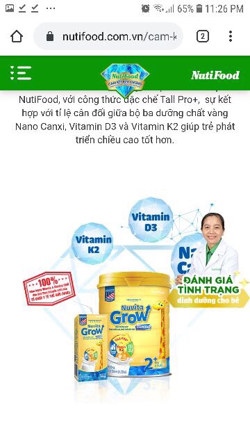 Lốc 4 hộp Sữa bột pha sẵn Nuvita Grow Diamond 110ml