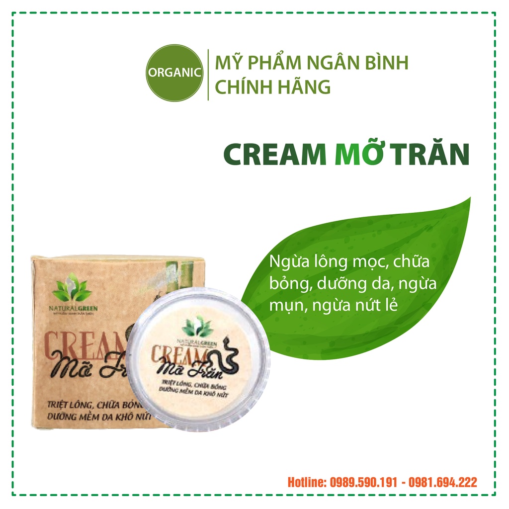 Cream mỡ trăn nano dưỡng da, dịu vết bỏng, se khít lỗ chân lông