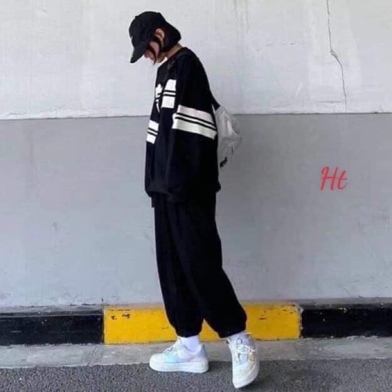 Bộ nỉ cotton sọc đôi 2 tay H2B