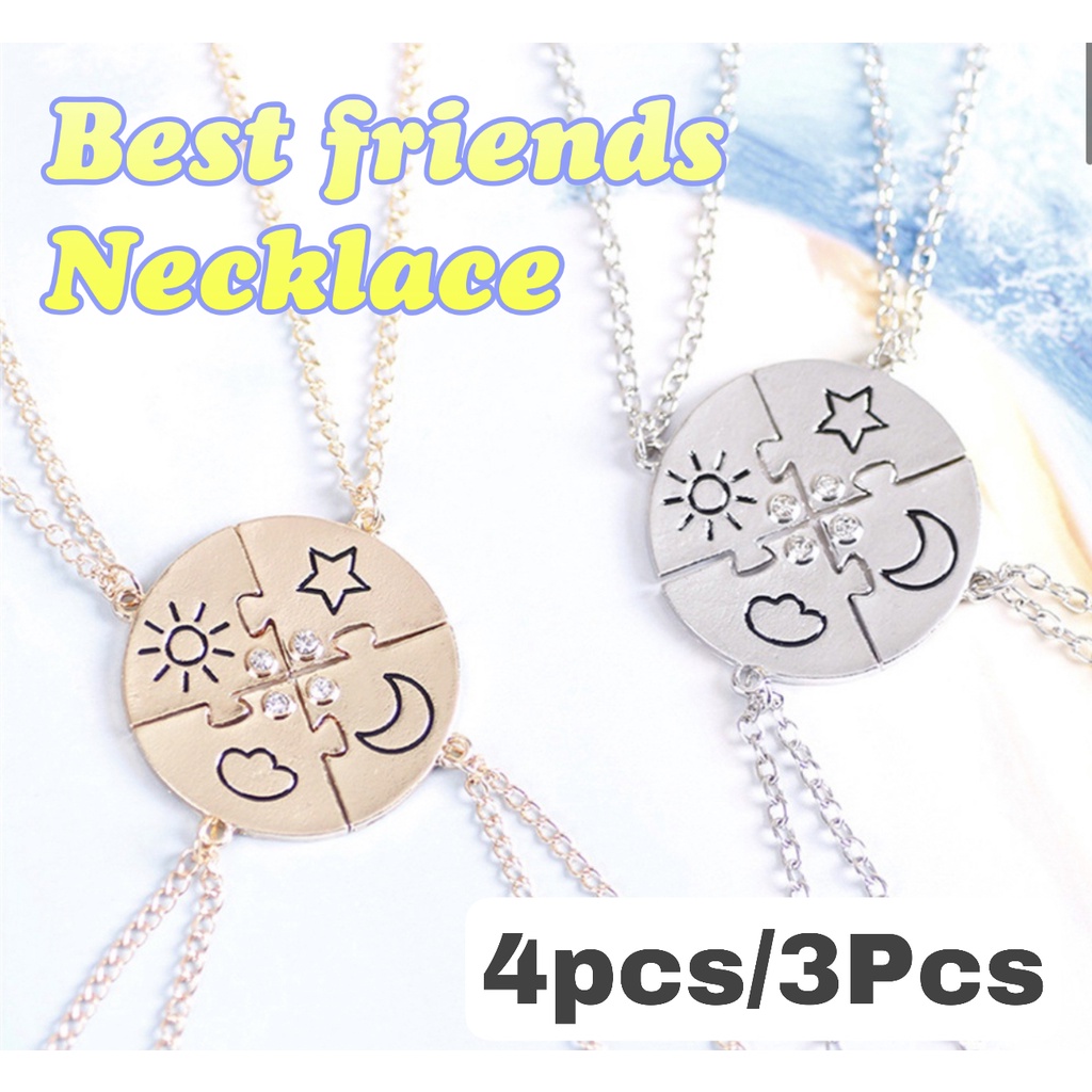[Coisíní] Bộ 3/4 Vòng Cổ Ghép Hình Mặt Trăng Ngôi Sao Đám Mây Mặt Trời Thời Trang Đơn Giản Làm Quà Tặng Cho Bạn Gái/ Bạn Gái