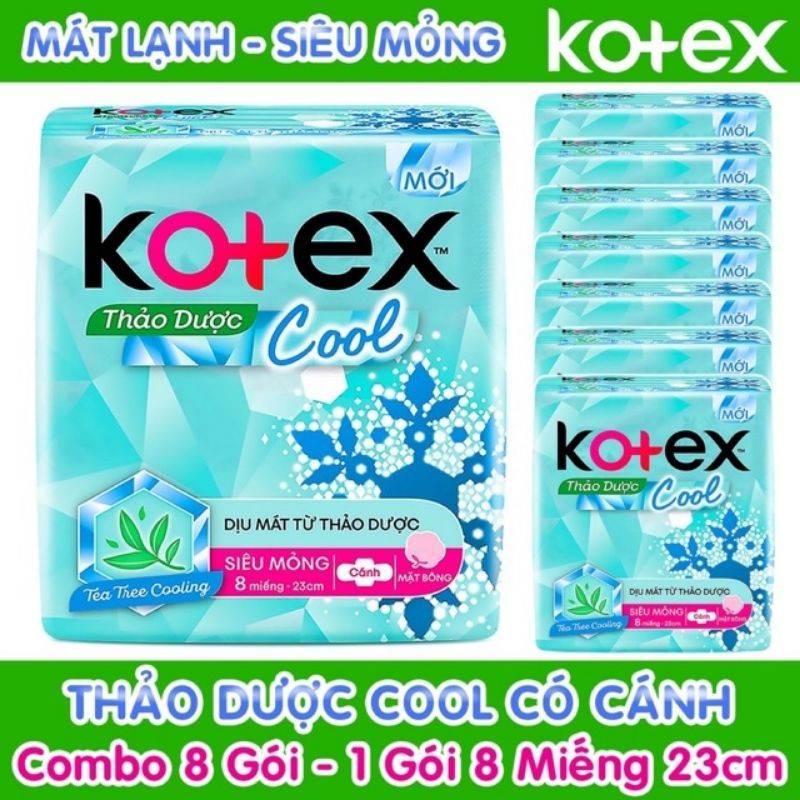 Combo 8gói BVS Kotex Thảo dược Cool SMC 23cm