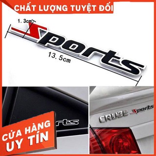 Logo Dán Trang Trí Ôtô SPORTS Kim Loại - Chữ Nổi