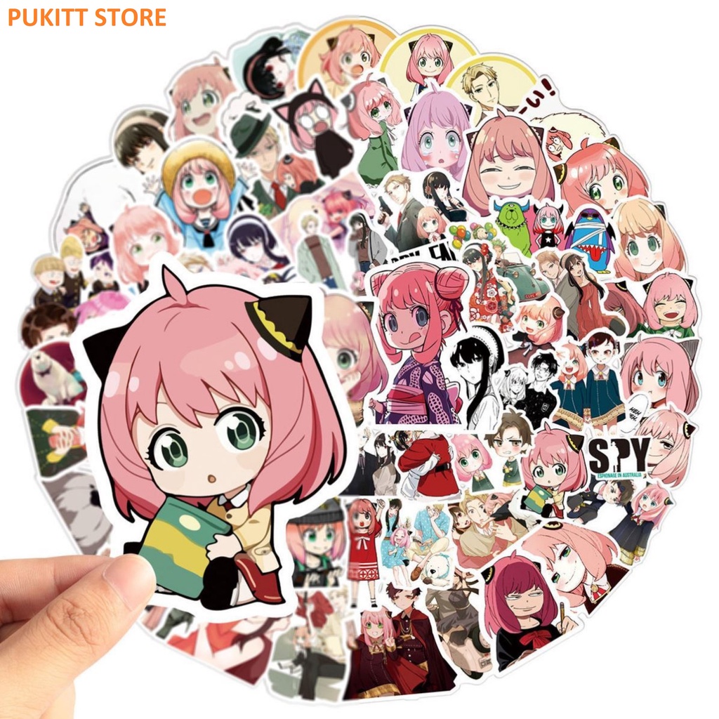 Bộ 50 Sticker Anya Spy X Family - Miếng dán decal chống nước hình dán Anya Loid Yor STK14