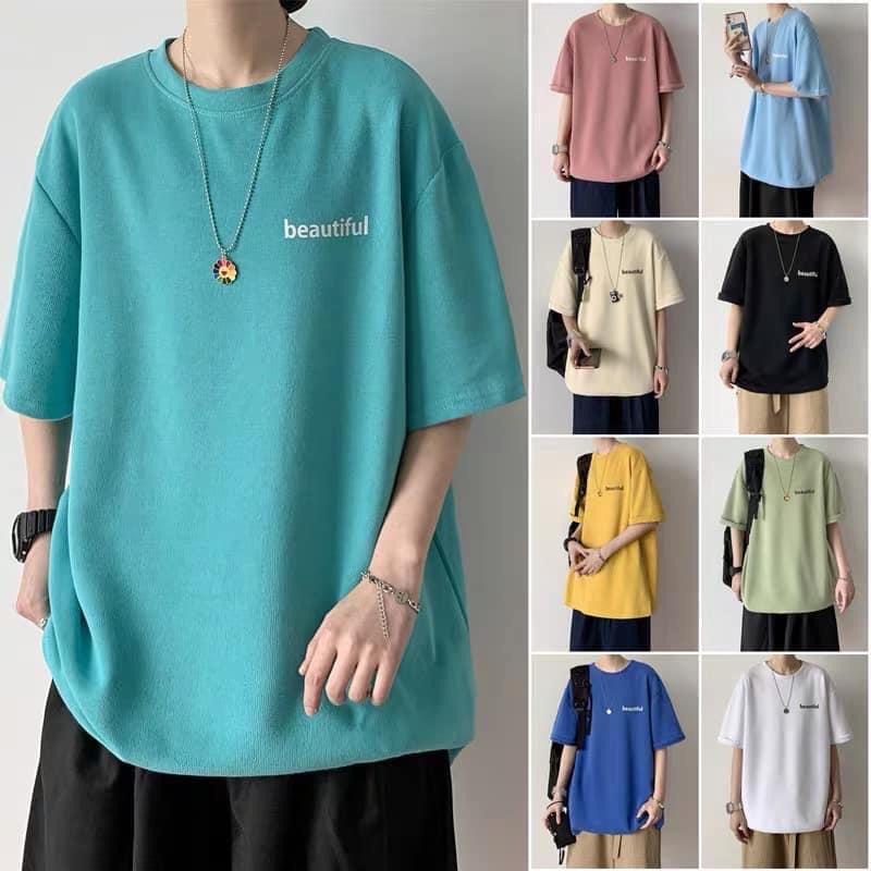 [ Rẻ vô địch ] Áo thun cotton tay lỡ dáng rộng unisex - beutiful