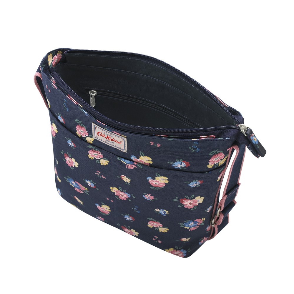 Cath Kidston - Túi đeo chéo Zipped Messenger Bag Park Meadow Bunch - 983990 - Navy