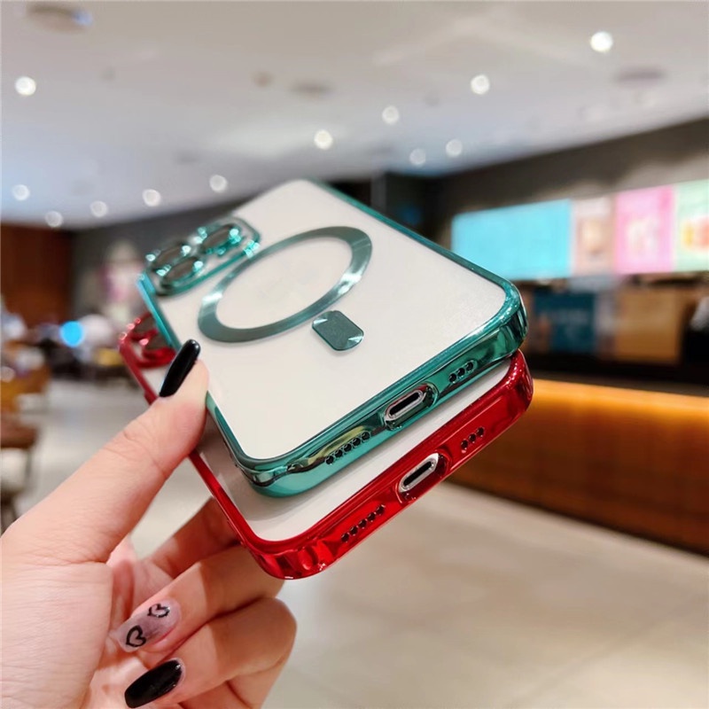 Ốp Điện Thoại Kính Cường Lực Nam Châm Mạ Điện Cao Cấp Cho Iphone 13 14 12 11 max promax