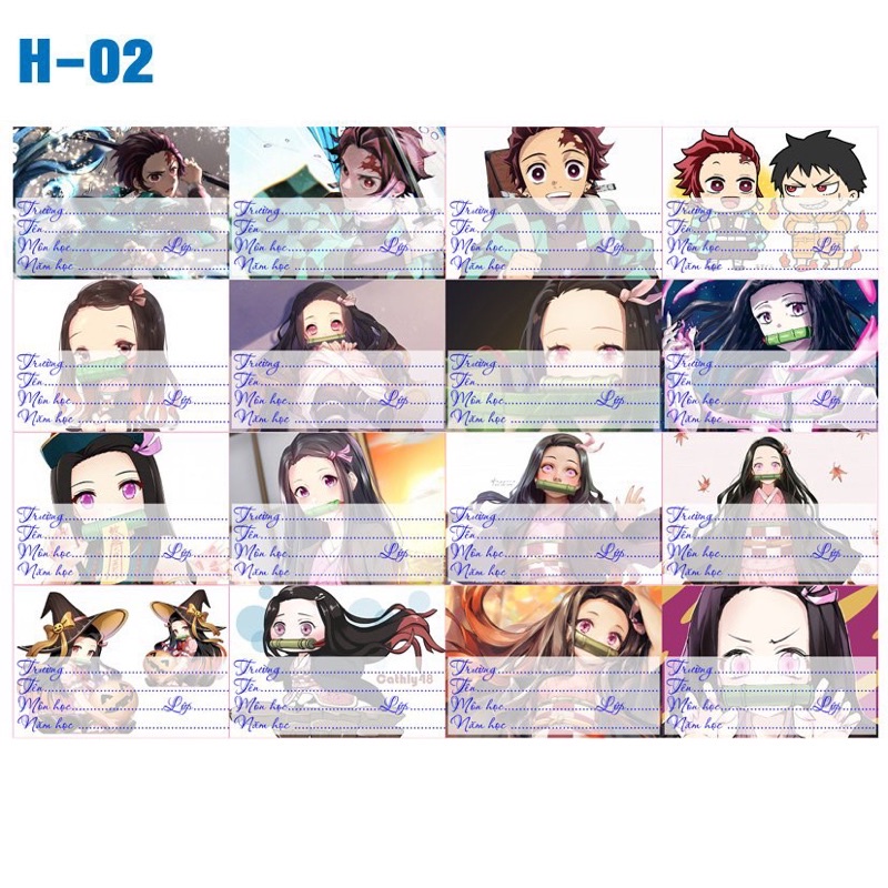16-40 nhãn vở kamatdo nezuko/ nhãn vở anime kimetsu no yaiba nezuko