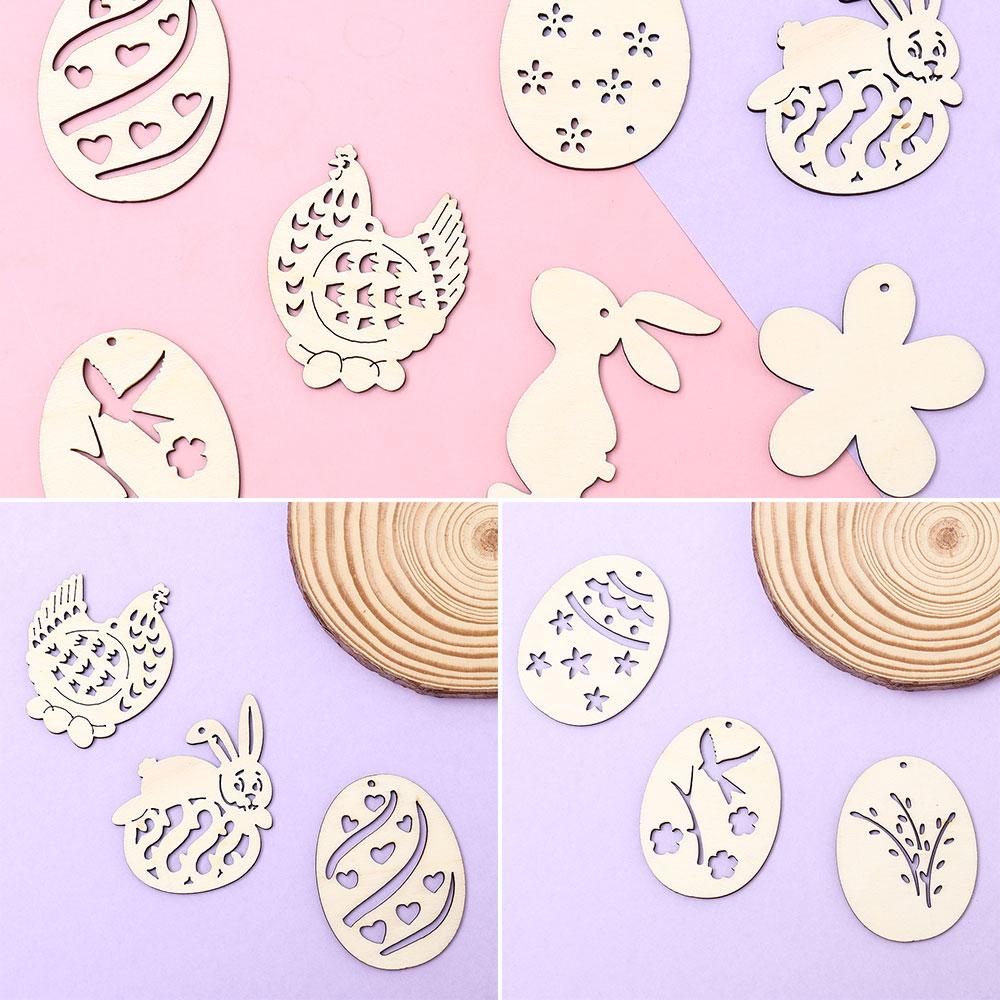 LAKAMIER Set 24 Quả Trứng Gỗ Hình Thỏ Đáng Yêu