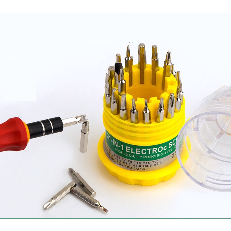 Bộ tua vít đa năng (Vàng) hộp tròn sửa chữa điện thoại, laptop, máy tính...