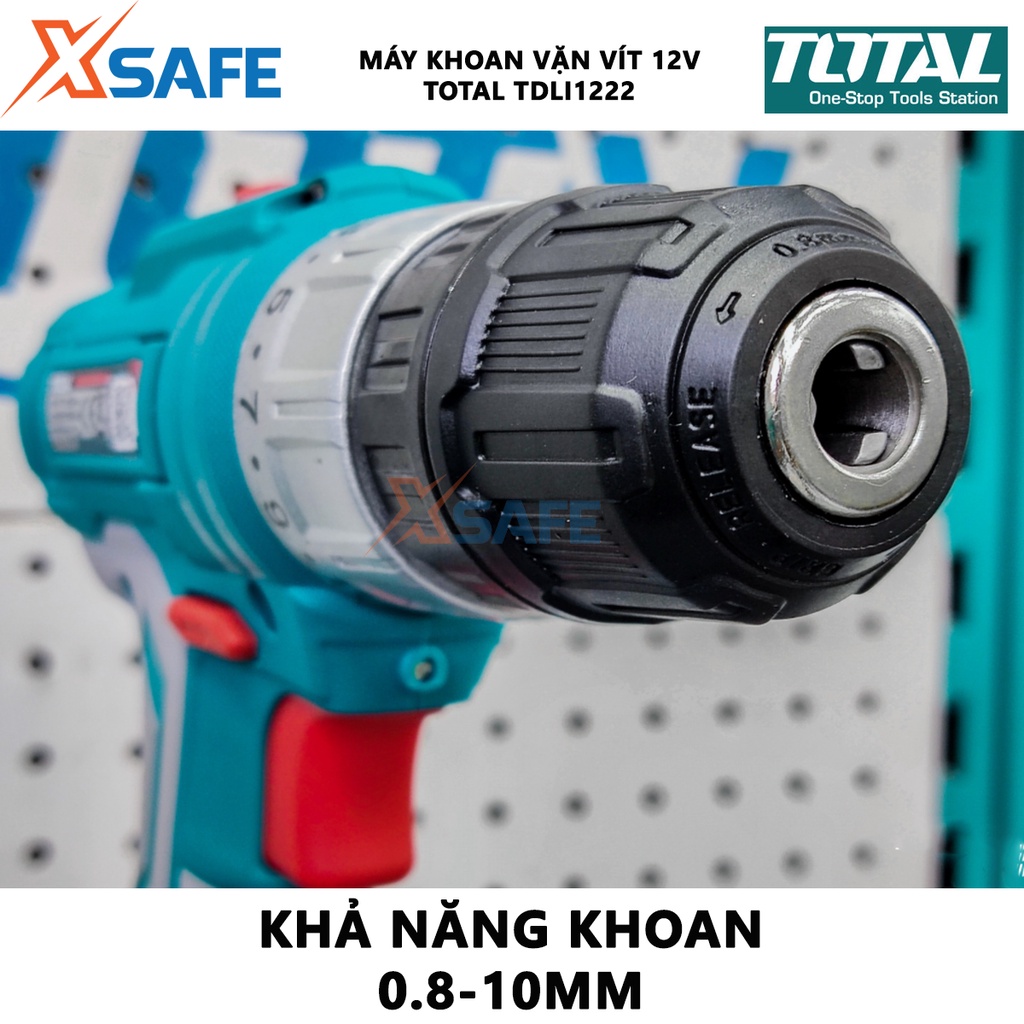 Máy khoan vặn vít dùng pin Total TDLI1222 | máy khoan cầm tay nhông 2 tốc độ 100V-240V~50/60Hz [CHÌNH HÃNG][XSAFE]
