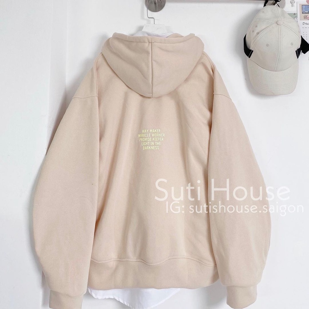 Áo Hoodie Chữ G Mee Nữ- Sweater nỉ dáng rộng tay bồng trơn 2 màu Đen|Be phong cách Hàn Quốc siêu xinh | BigBuy360 - bigbuy360.vn