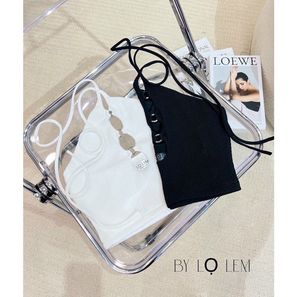 Áo kiểu yếm croptop khoét 3 lỗ trước ngực cực sexy , chất thun gân 2 lớp mềm mát