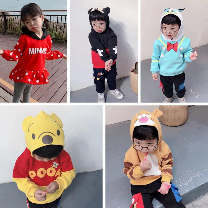 Áo Hoodies Có Nón Dài Tay In Hình Chuột Mickey Cho Bé