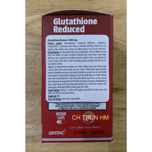 Viên uống hỗ trợ trắng da-Glutathione 1000mg