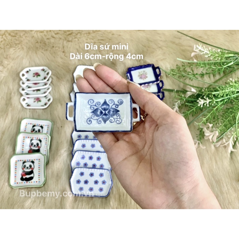 Dĩa sứ mini cho nhà búp bê, đồ chơi mini xinh xắn giá rẻ trang trí nhà búp bê.