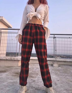 [HÌNH_THẬT_CUỐI]Quần caro pants basic ( đen-đỏ)