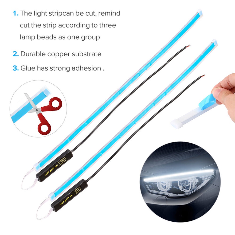 2x LED chỉ báo ruy-băng tuần tự Đèn báo rẽ DRL Đèn chạy ban ngày 45cm / 60cm
