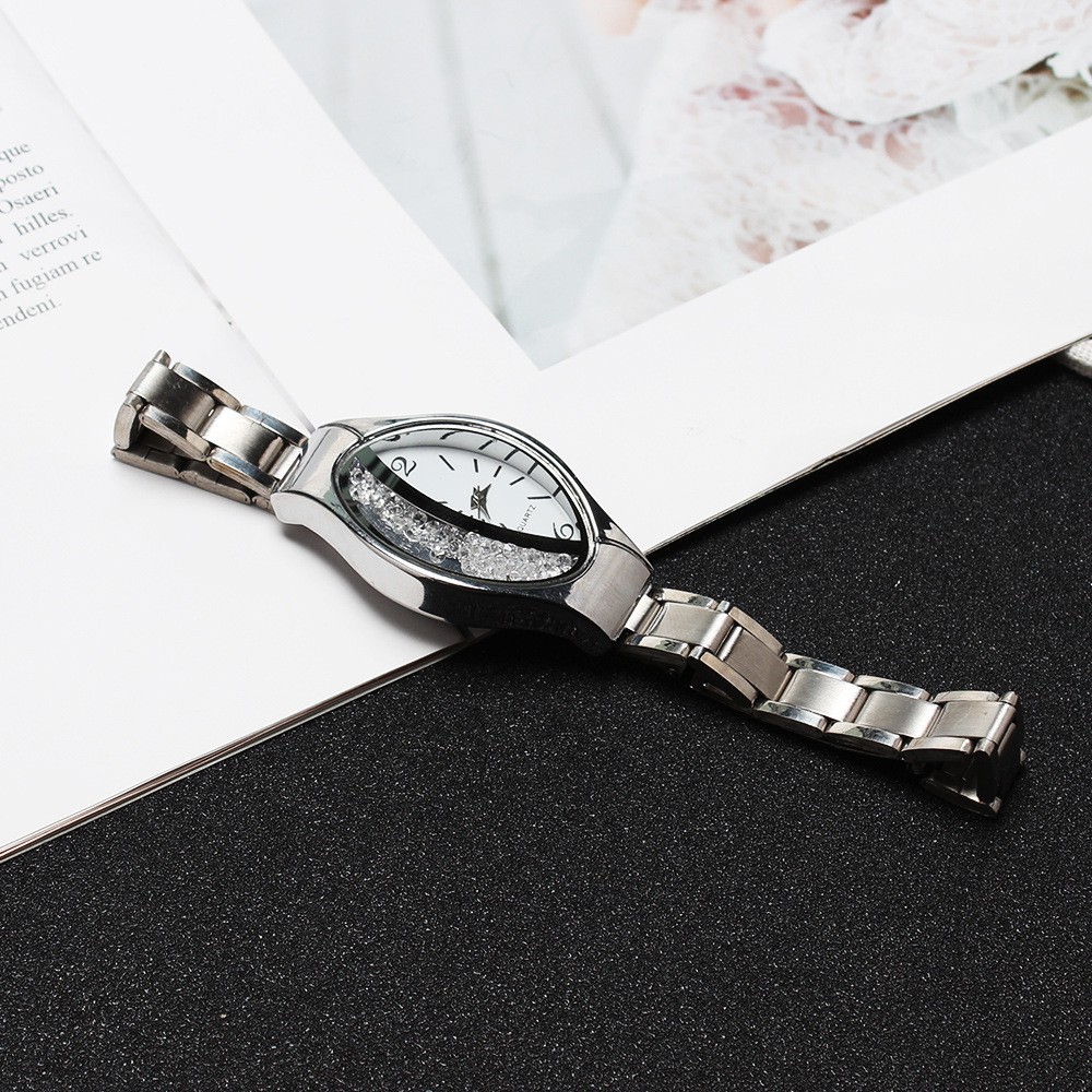 Đồng hồ nữ CAY 4078 dây thép đúc mặt kính oval Bán lẻ giá sỉ