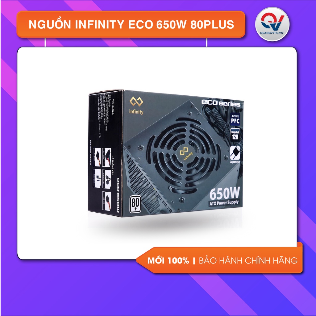 [Mã ELGAME giảm 7% đơn 150K] Nguồn Infinity ECO 650W 80Plus Chính hãng Mới