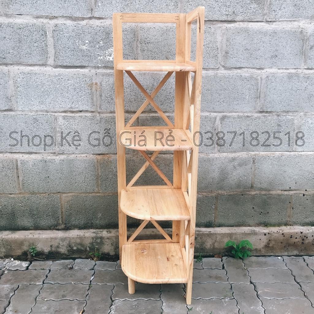 Kệ góc gỗ cao su 4 tầng