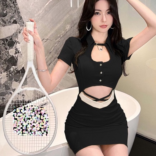 Đầm Dệt Kim Tay Ngắn Cổ polo Dáng Ôm Gợi Cảm Thời Trang Mùa Hè Hàng Mới Dành Cho Bạn Nữ