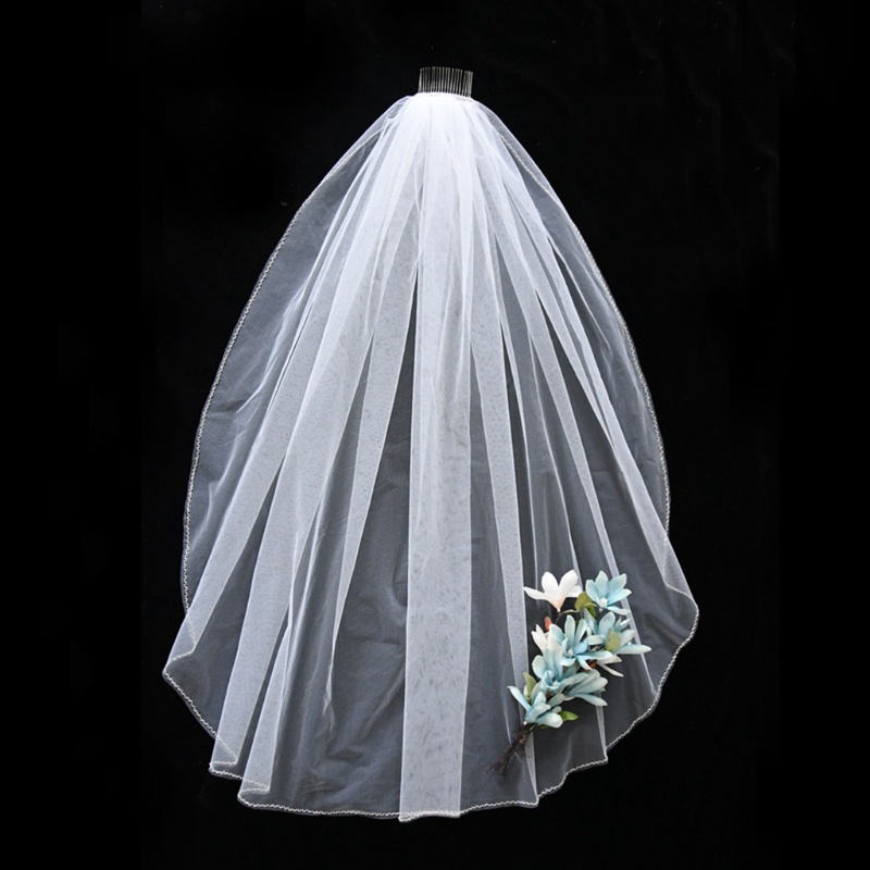 Mạng Che Mặt YOUYO 1 Tầng Với Răng Kim Loại Cắt Và Hạt Cườm Cho Cô Dâu Trong Ngày Cưới