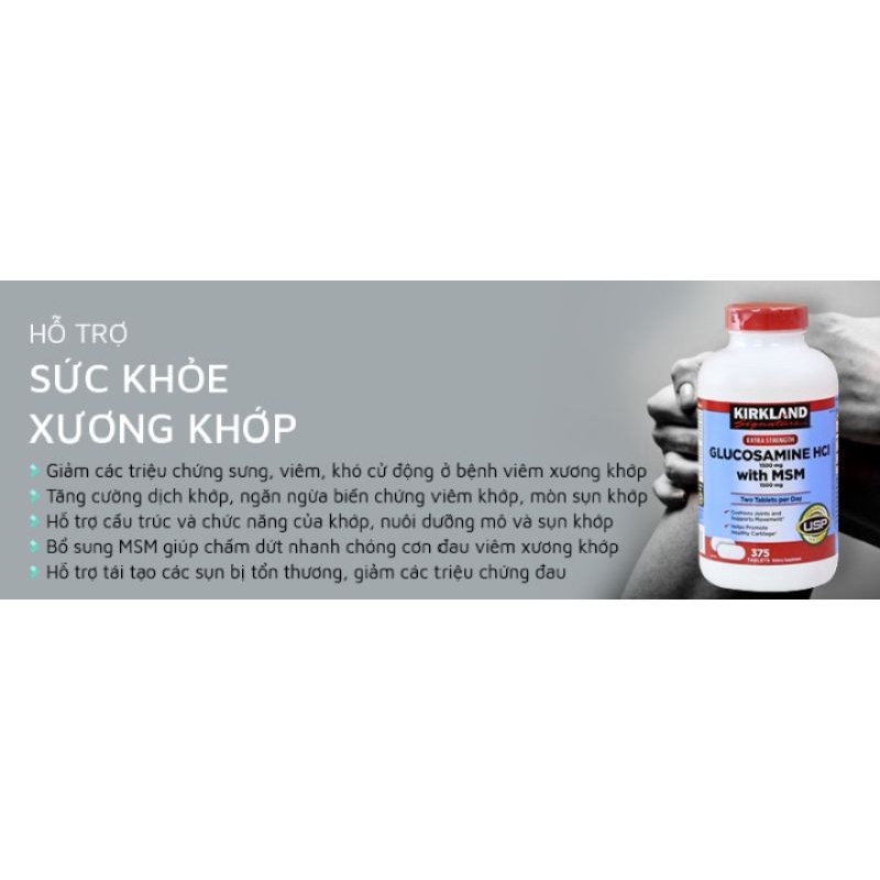 Thực Phẩm Bổ Sung Sụn Khớp Kirkland Glucosamine HCL With MSM 375 Viên chính hãng 100% TẠI WHEYSINHVIEN.COM