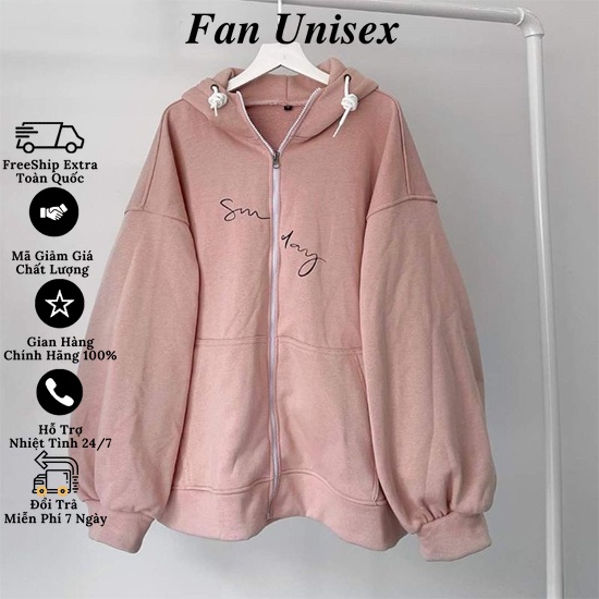 Áo khoác hoodie phong cách Hàn Quốc in chữ Sunday chất nỉ bông đẹp, form rộng rãi dành cho cả nam và nữ KNN04 | BigBuy360 - bigbuy360.vn
