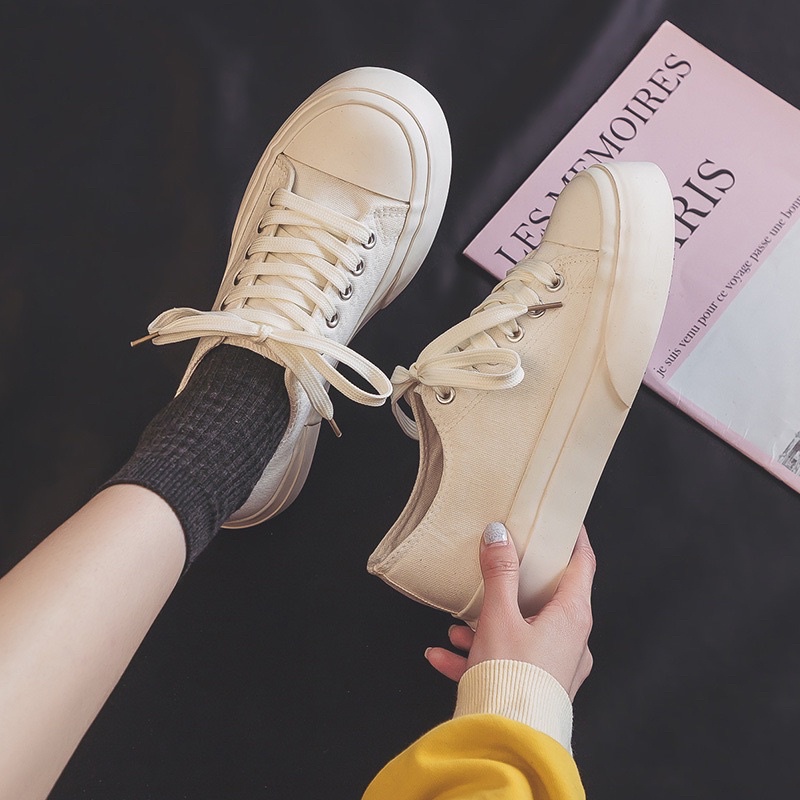 [LOẠI 1] Giày thể thao nữ mũi cao đế bằng vải canvas bata mới hot phong cách retro ulzzang đẹp cá tính [giày mũi cao]