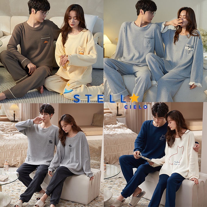 Pijama Bộ Đồ Ngủ Cặp Đôi Quần Áo Đôi Nam Nữ Dài Tay Dày Mặc Ở Nhà Vải Cotton Mặc Mùa Xuân Thu Đông Đi Chơi BODODOI20